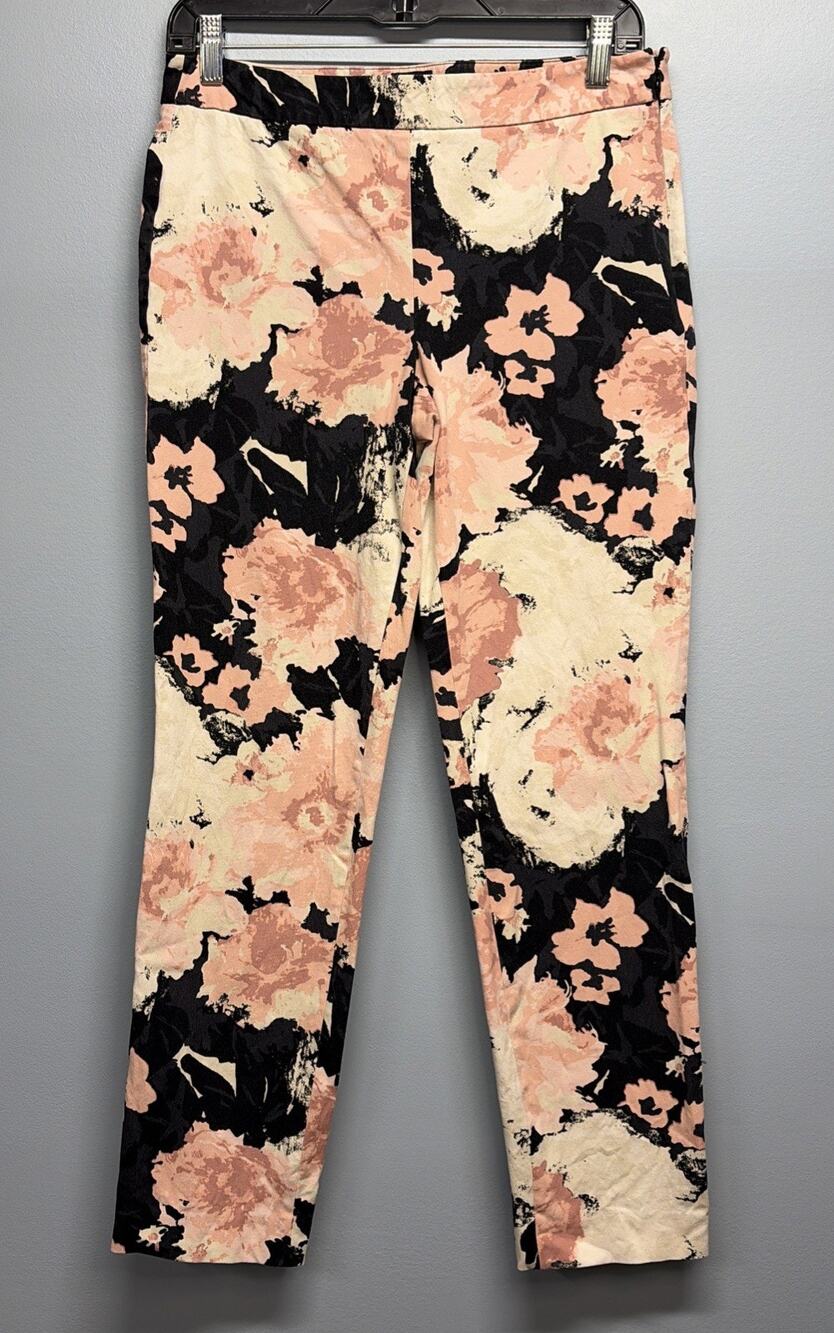 Talbots Chatham Ankle Pants Pink Black Floral Crop Size 12P